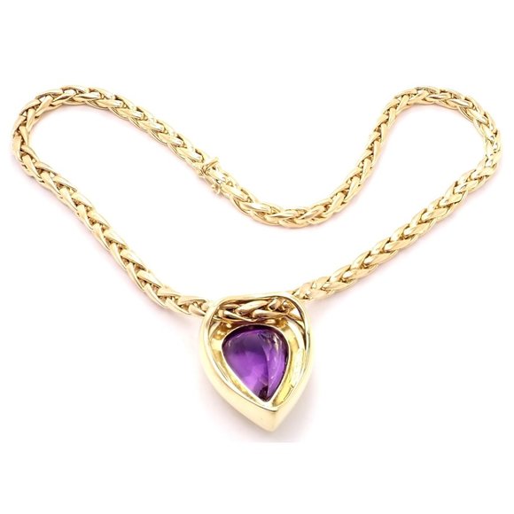 Authentic! Tiffany & Co Paloma Picasso 18k Gold Large Amethyst Pendant Necklace - Picture 4 of 10